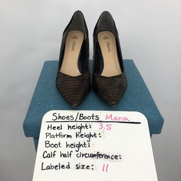 J. Renee leather & suede - Adan black & brown gold heeled pointed pumps size 11M - Picture 16 of 16